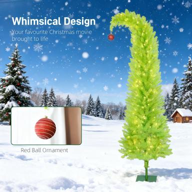 84 Inch Whimsical Christmas Tree with Pre-Lit LED Lights - Green