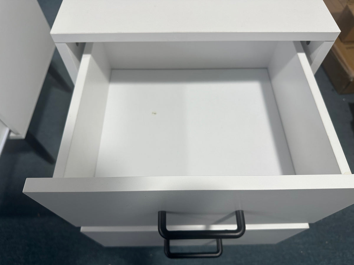 Modern 2-Drawer Nightstand with Metal Legs - White MDF