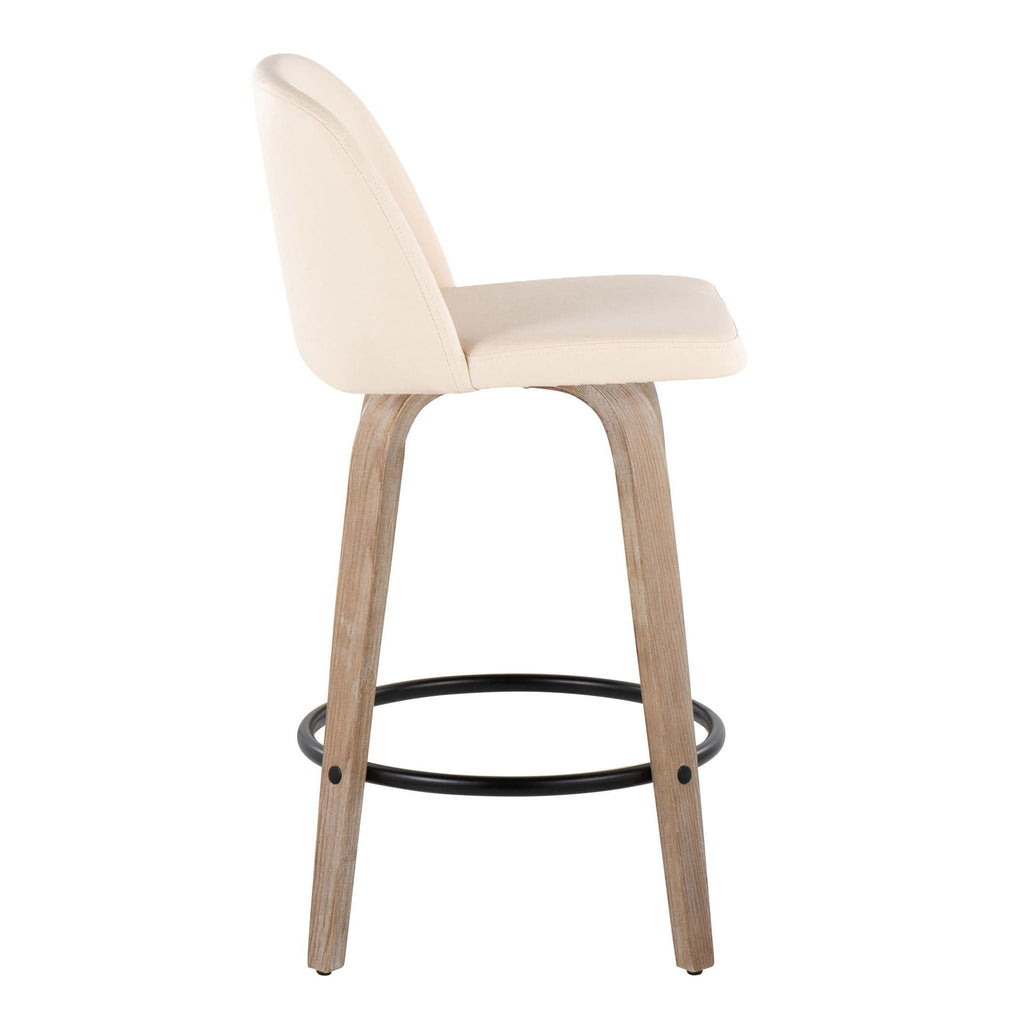 Toriano - Contemporary Fixed-Height Counter Stool & Swivel with Round Footrest (Set of 2)