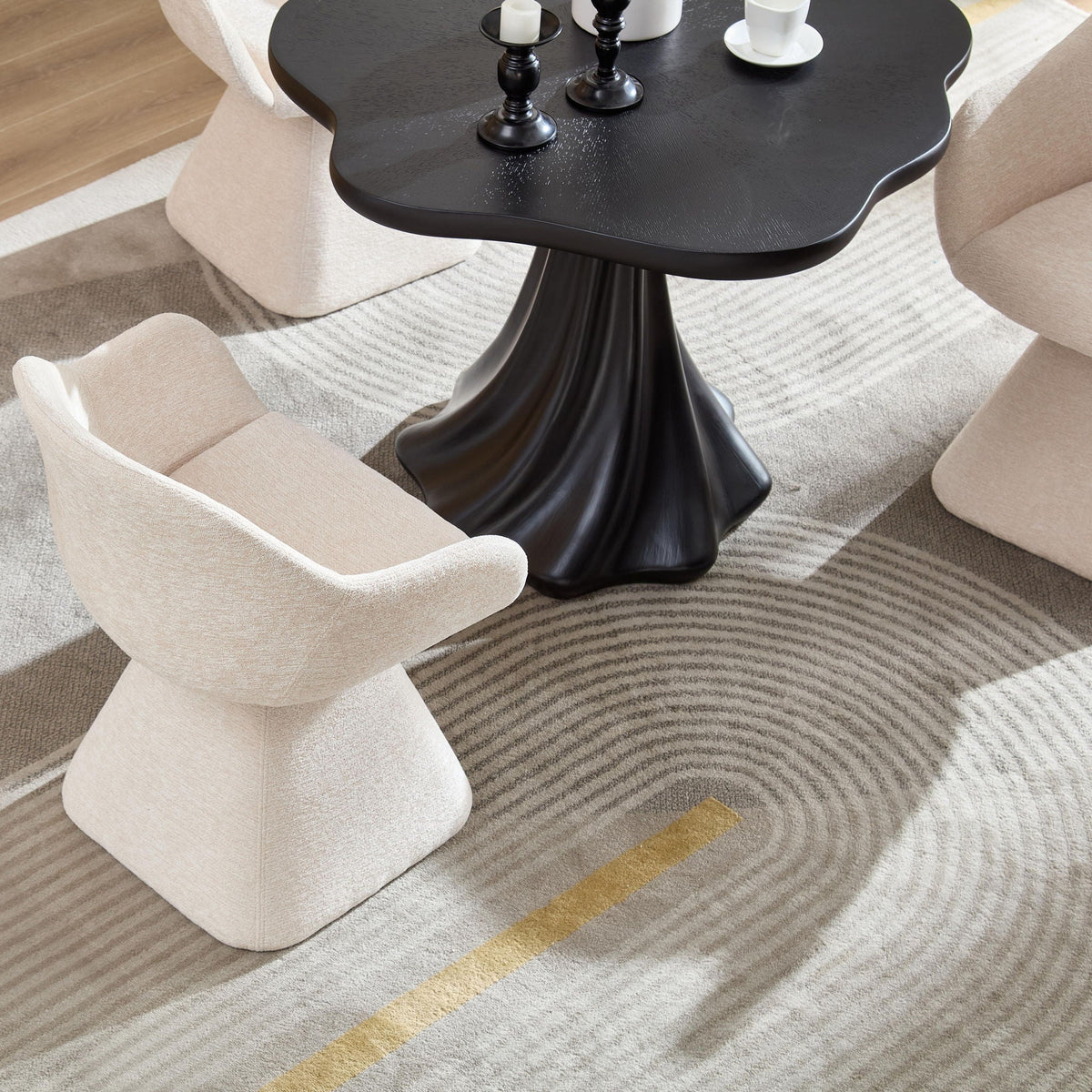 180° Rotating Accent Chair with Swivel and Barrel Back - Beige