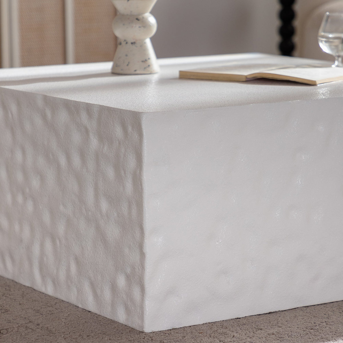Modern Square Coffee Table with MDF Construction - Creamy White or Walnut