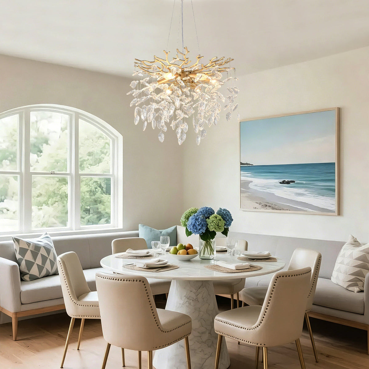 6-Light Crystal Chandelier with Gold Finish - Elegant Ceiling Lamp