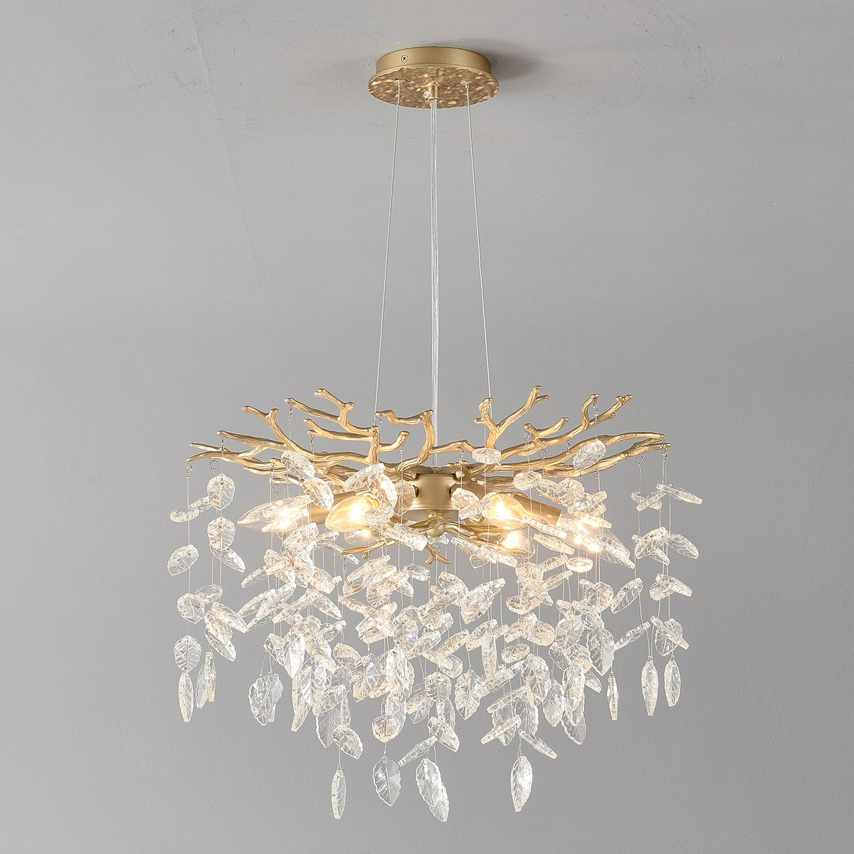 6-Light Crystal Chandelier with Gold Finish - Elegant Ceiling Lamp