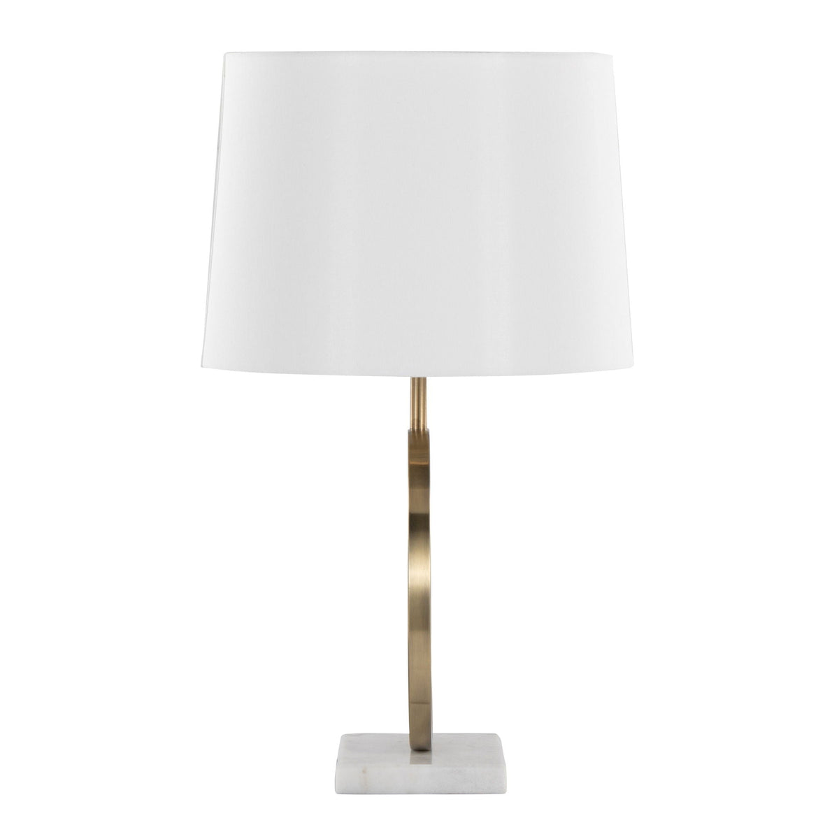 Contemporary Table Lamp with Marble Base and Linen Shade - White / Gold