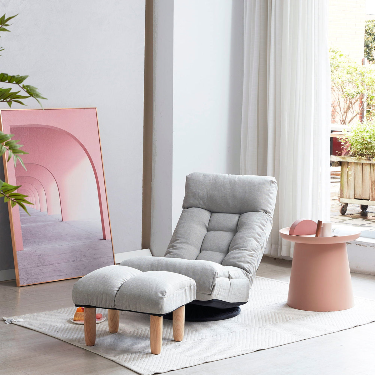 Adjustable Japanese Reclining Floor Chair Sofa With Metal Frame