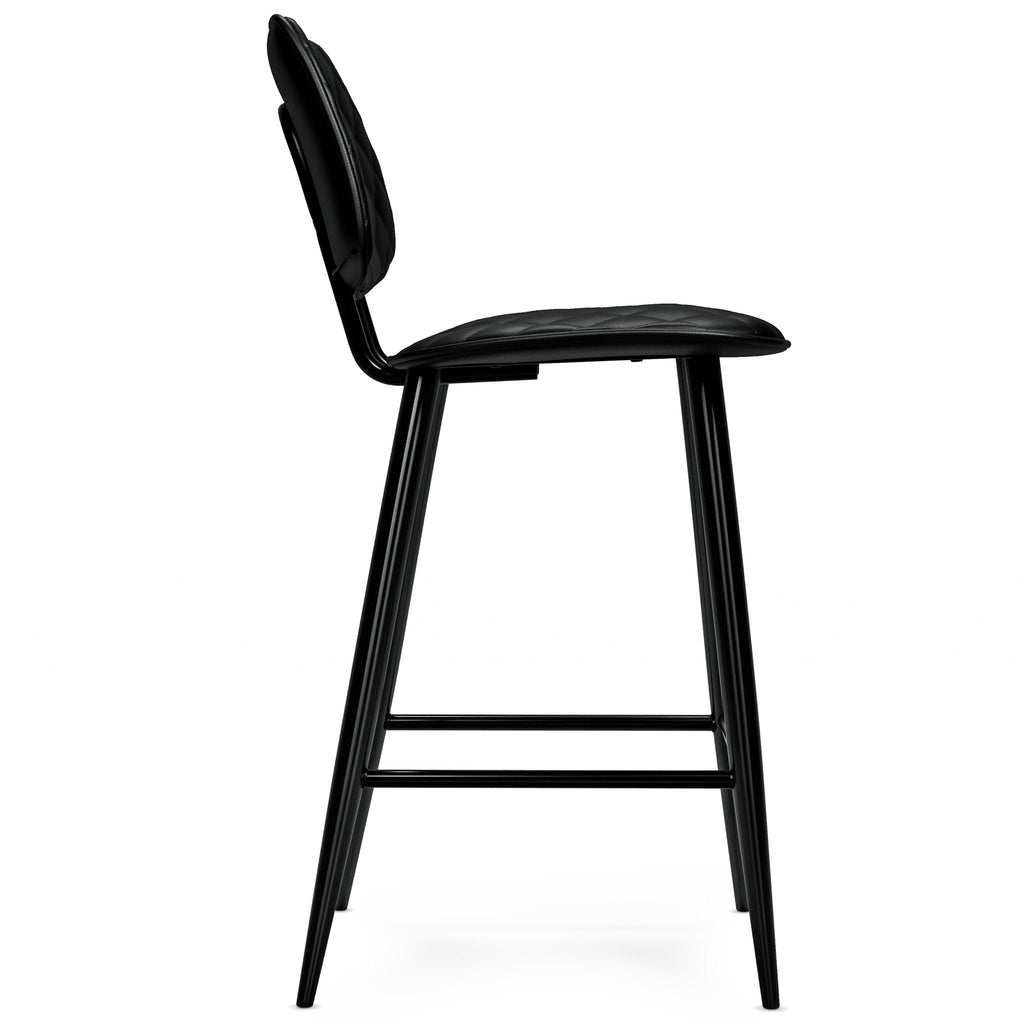 Upholstered Counter Height Stool Set with Quilted Seat – Black or Dark Gray