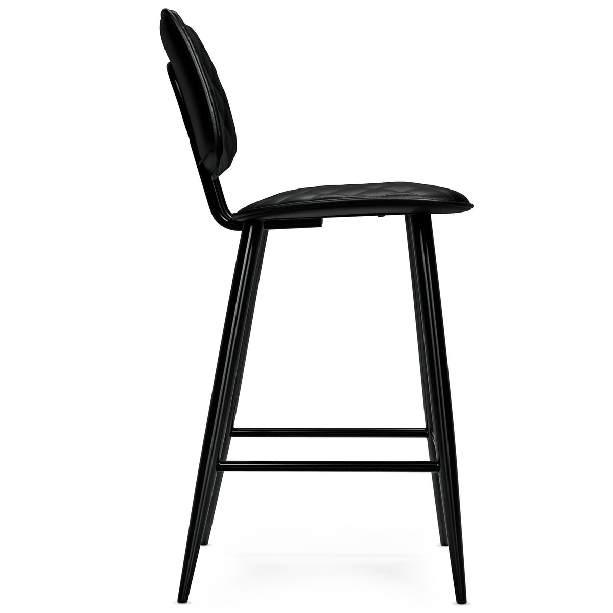 Upholstered Counter Height Stool Set with Quilted Seat – Black or Dark Gray