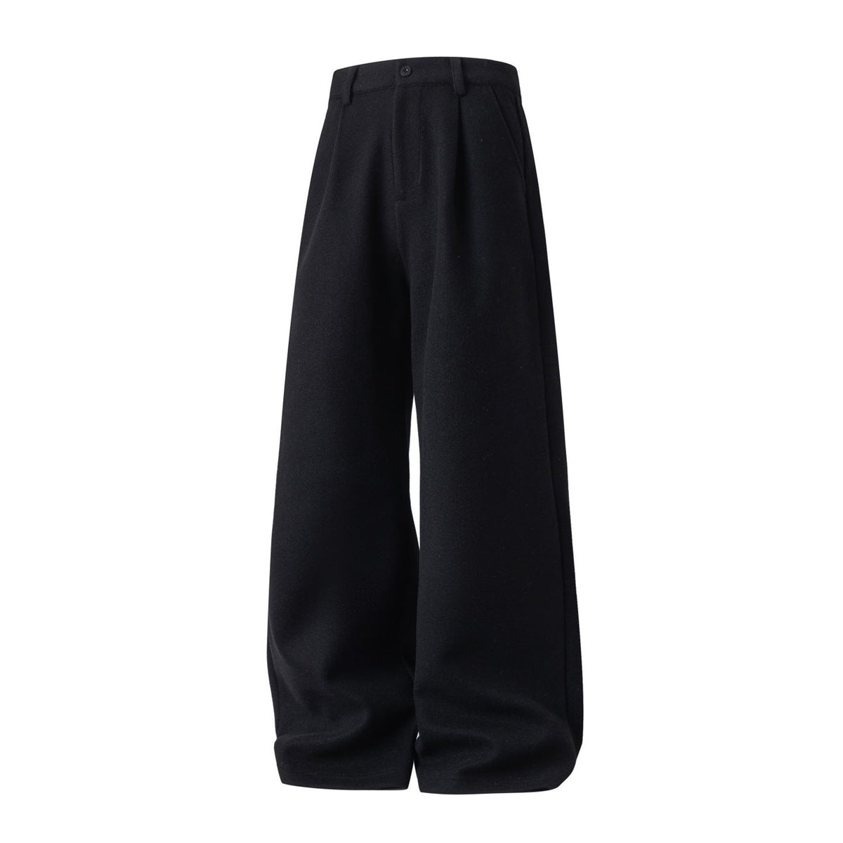 Wool Straight-leg Loose Pleated Casual Pants Thickened Long Trousers For Men