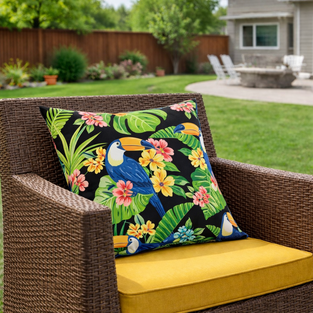 2 Pack Outdoor Throw Pillows, Waterproof & Fade-Resistant Patio Cushions