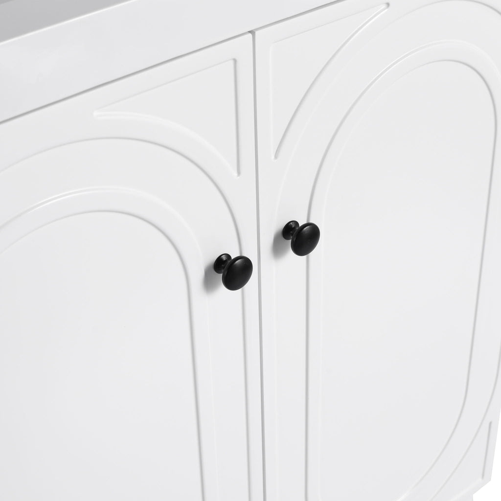 Modern Freestanding Bathroom Vanity with Soft Close Cabinet Doors - Pearl Silver, White, or Dark Green