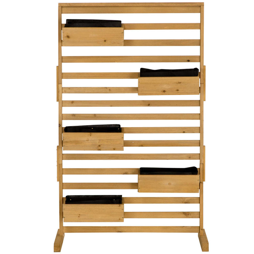 Wooden Plant Trellis Stand with 5 Planter Boxes - Natural Fir