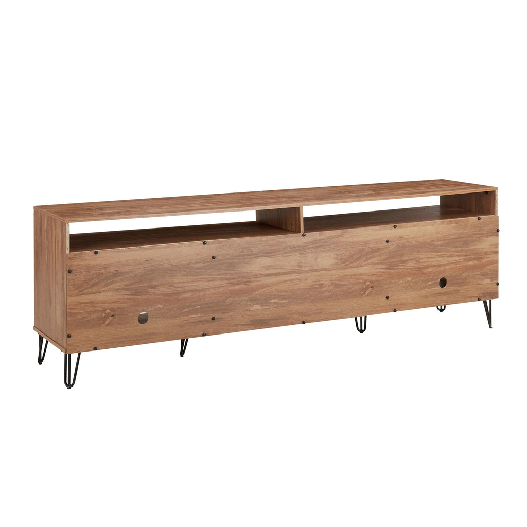 Fluted TV Stand with Storage and Metal Legs - Multiple Colors