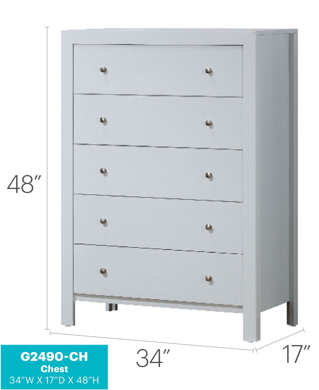 Modern Elegant Transitional Storage Chest with Spacious Drawers - Dark Red, Black, or White