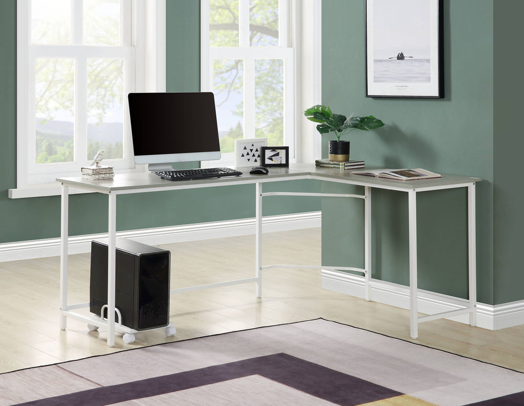 Bambina Computer Desk L-Shape Corner Desk with Metal Frame - Gray or Dark Brown