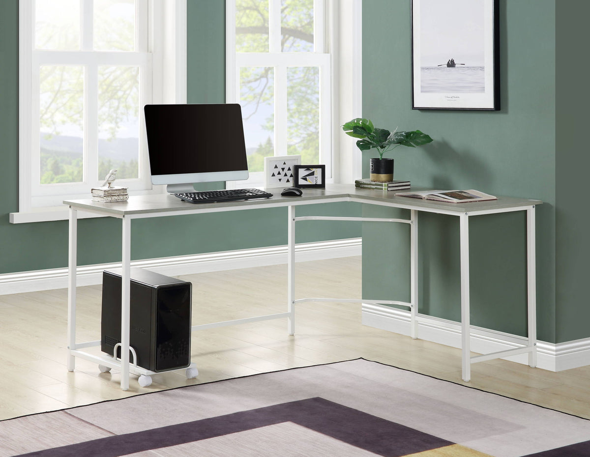 Bambina Computer Desk L-Shape Corner Desk with Metal Frame - Gray or Dark Brown