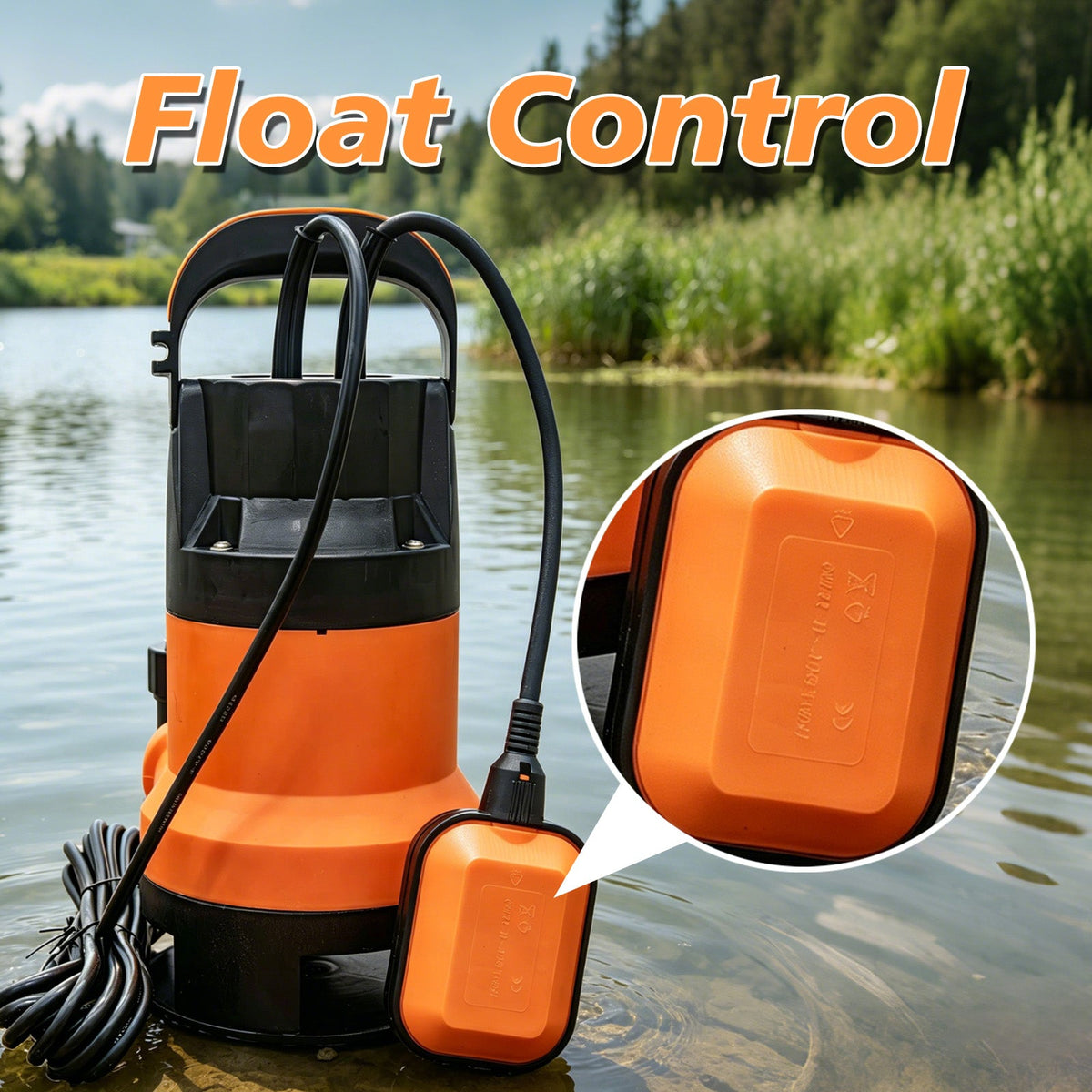 Submersible Pump with Auto Float Switch - Iron & Plastic