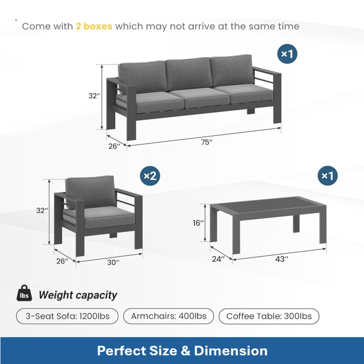 All-Weather Outdoor Patio Set with Thick Cushions - Multiple Colors