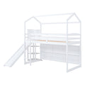 House Loft Bed with Slide and Storage Shelves - Twin with Light