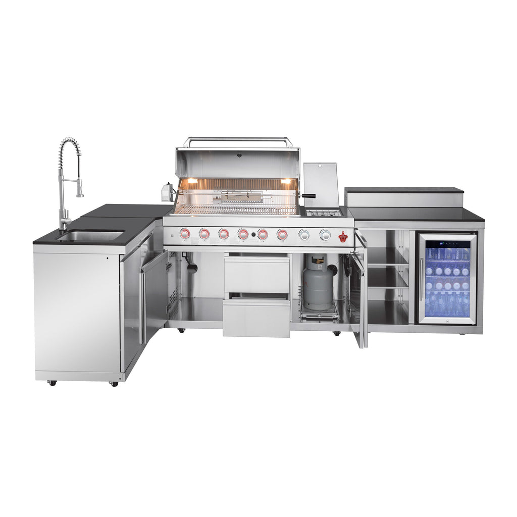 Outdoor Kitchen Island with 6+1 Burner Propane BBQ Grill – Stainless Steel