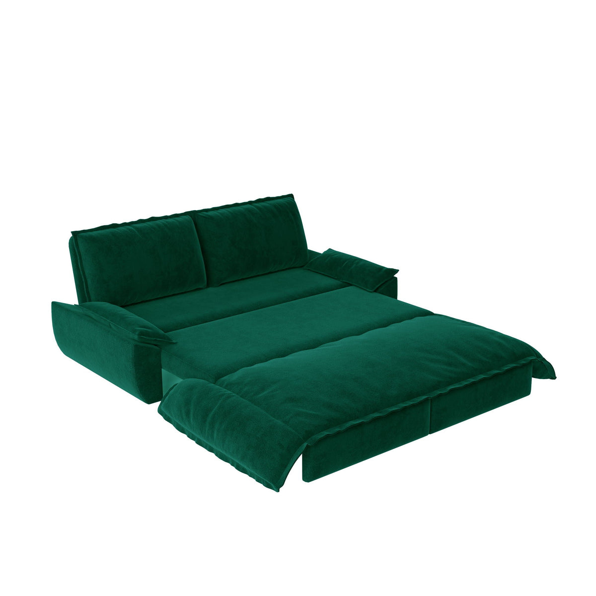 Queen Pull Out 3-in-1 Convertible Sleeper Sofa with Multi-Functionality - Dark Green