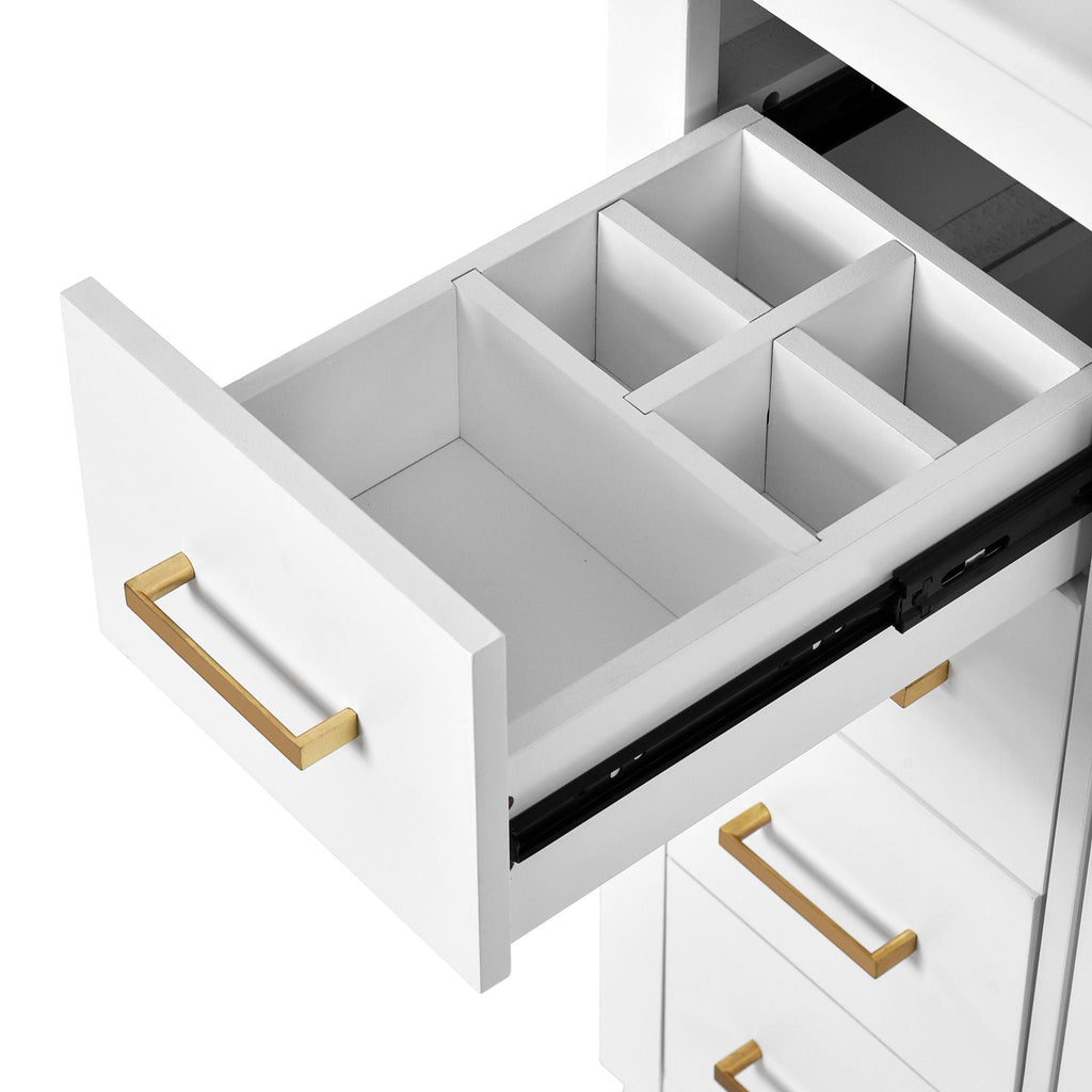 Ceramic Sink Vanity Combo with 3 Drawers and Soft Closing Doors - 30"