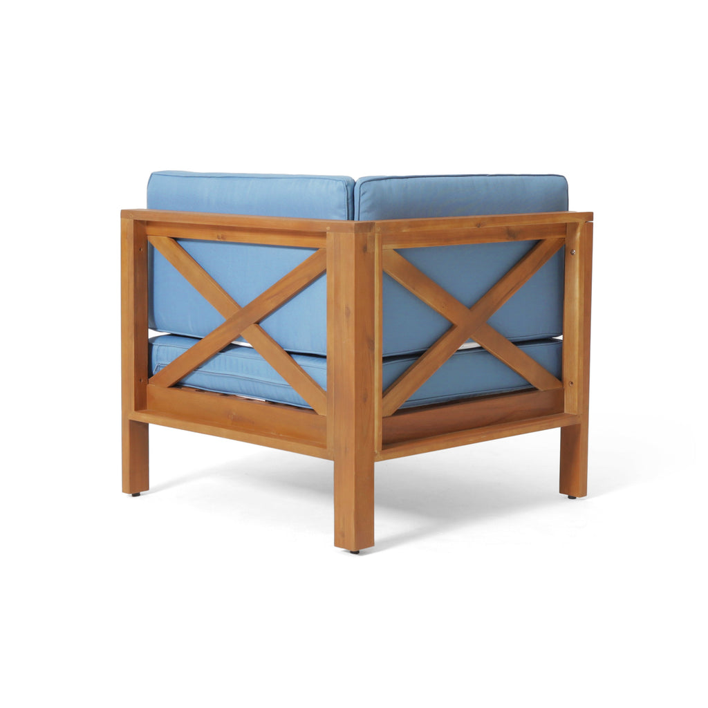 Brava X-Back 4-Piece Outdoor Sofa Set with Water-Resistant Cushions - Blue