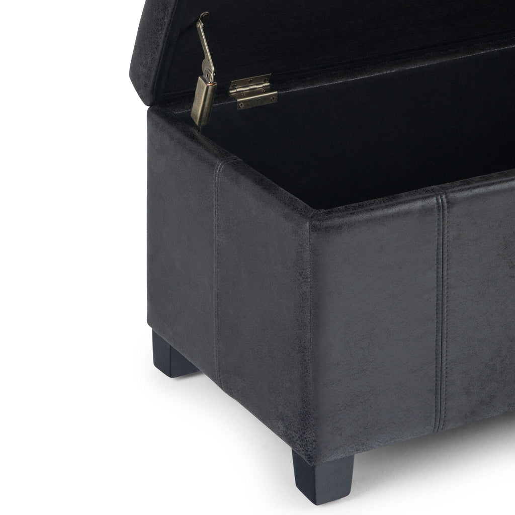 Multifunctional Storage Ottoman Bench with Safety Hinge - Dark Brown or Black