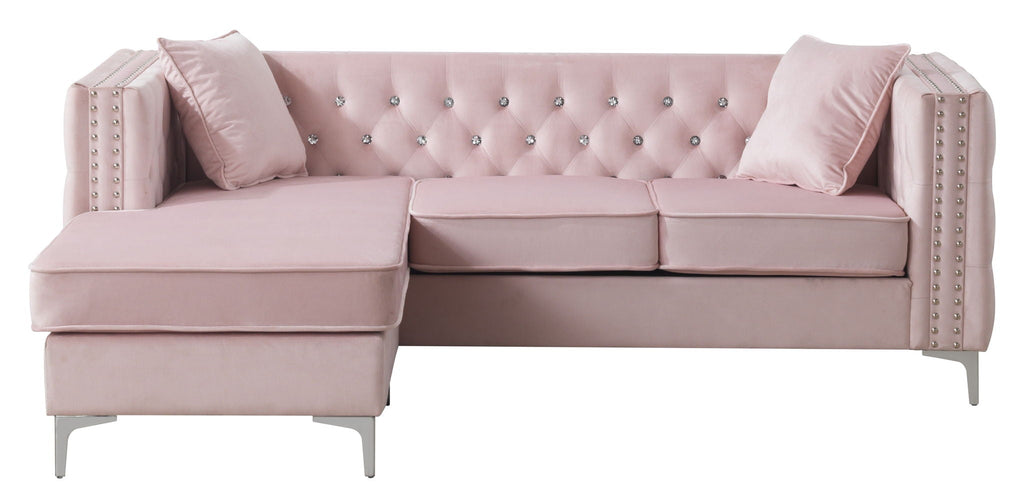 Sofa Chaise with Faux Jewel Tufting - Multiple Colors