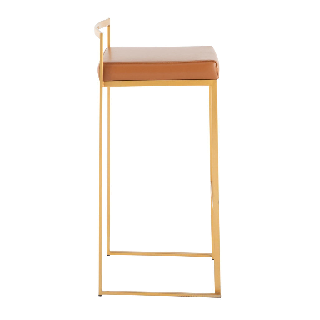 Contemporary Stackable Barstool Set with Upholstered Seat - Multiple Colors