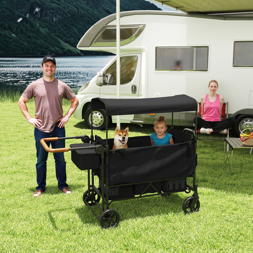 Wagon Stroller for 2 Kids with Adjustable Canopy and All-Terrain Wheels