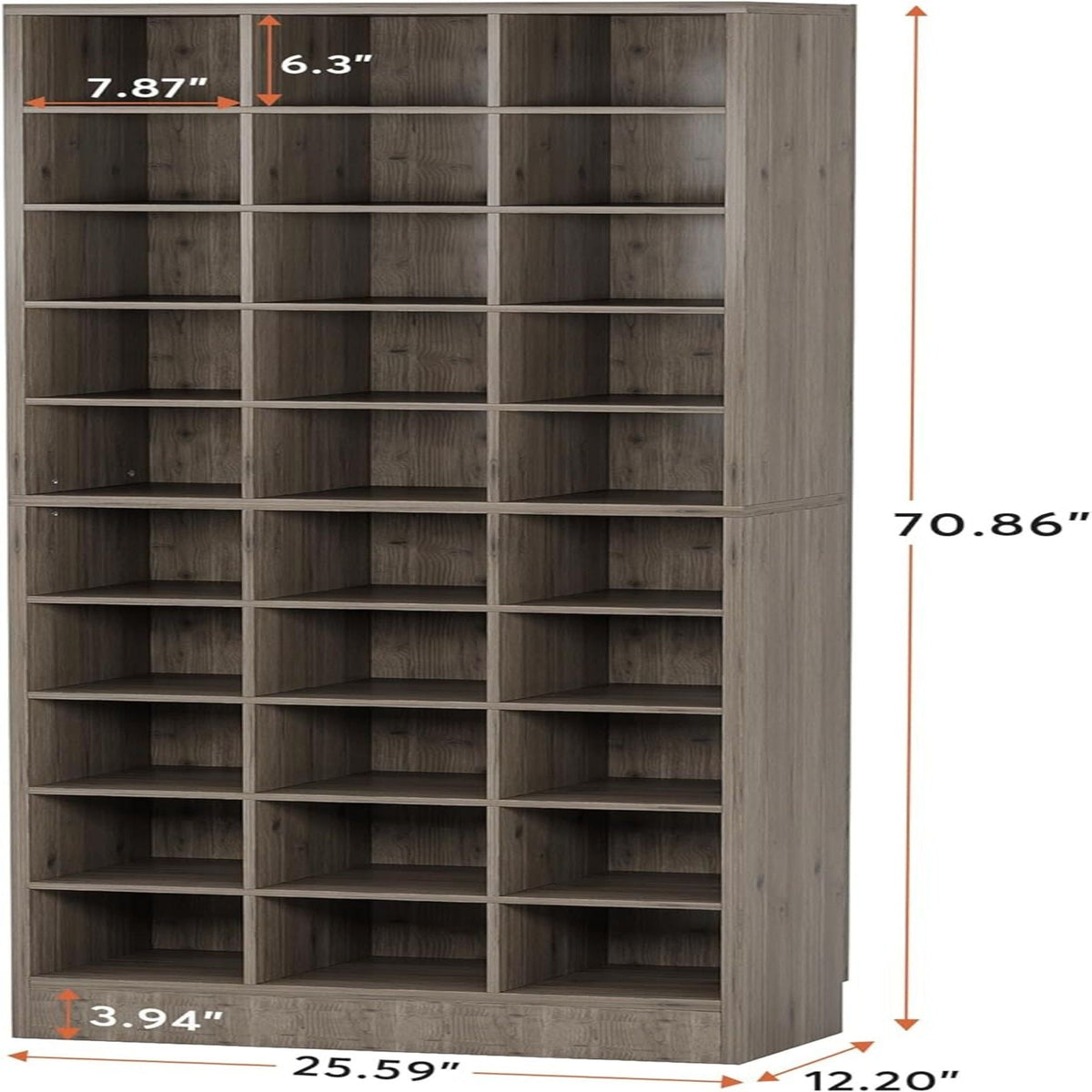 10 Tier Shoe Storage Cabinet with 30 Cubbies - Wood - Multiple Colors