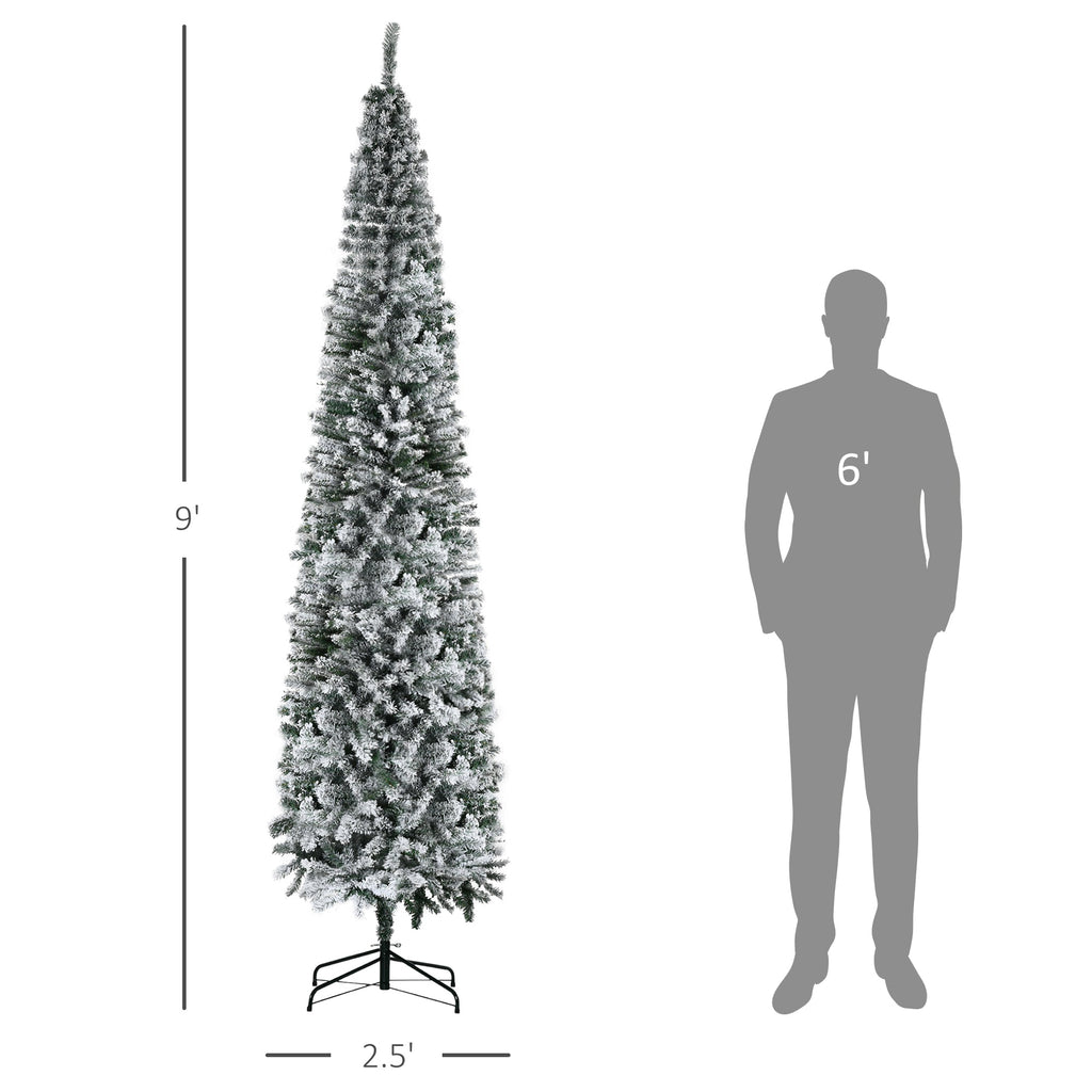 9ft Flocked Christmas Tree with Faux Snow - White