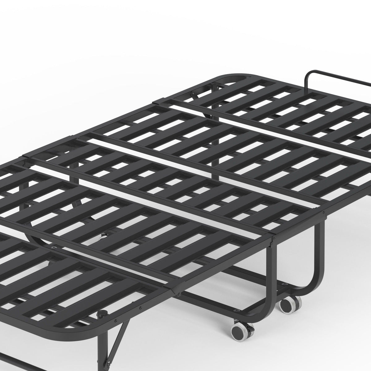 Twin Extra Long Folding Bed for Tall People with Memory Foam Mattress - Black