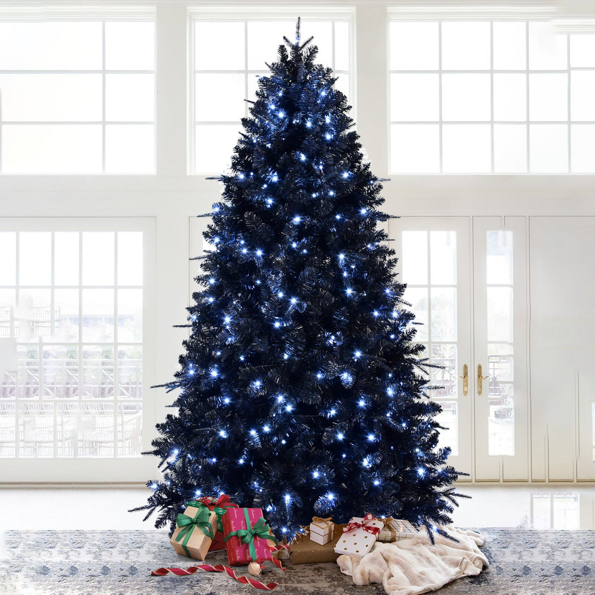 7ft Christmas Tree with Sturdy Metal Frame - Black or Green