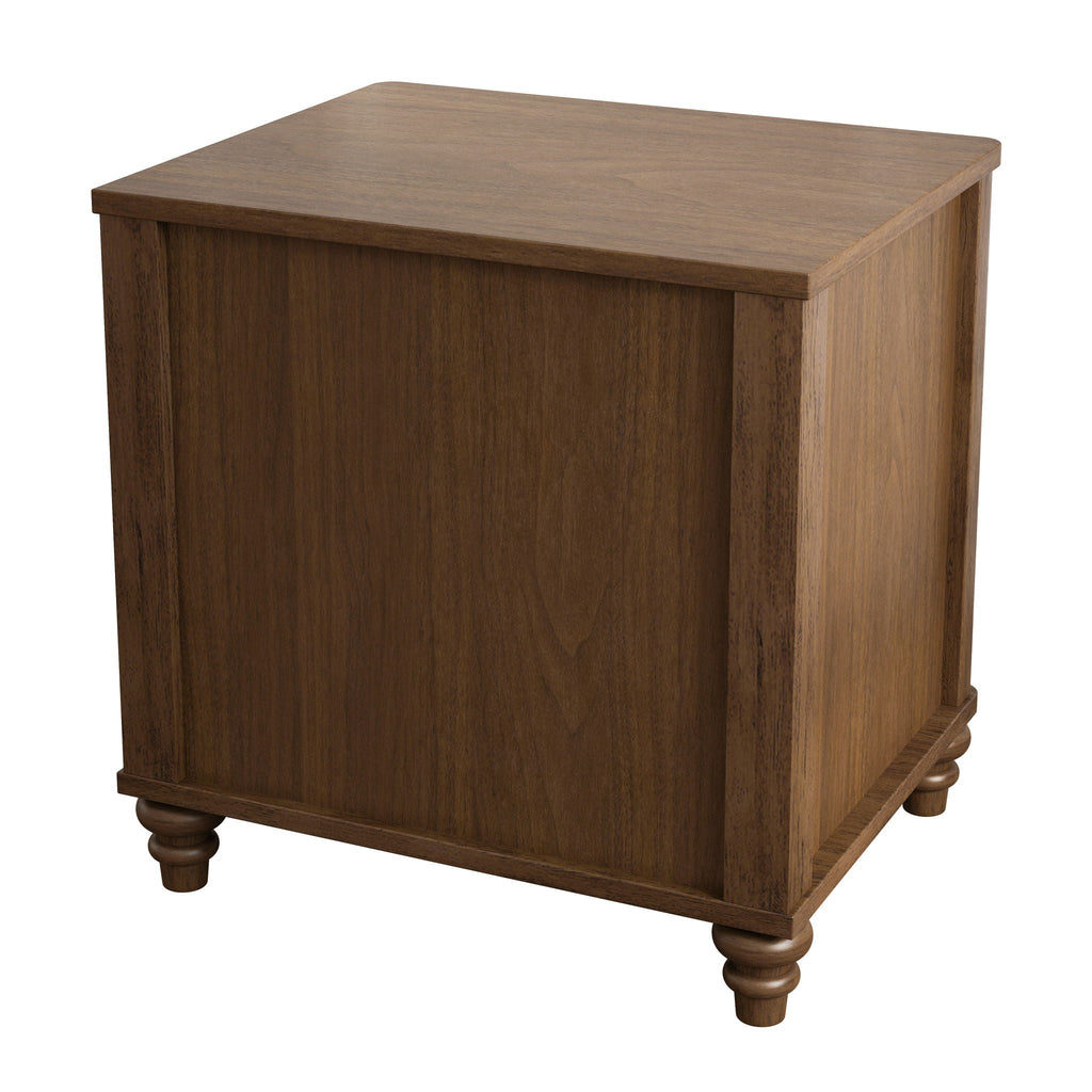 Fluted Nightstand with 3 Drawers - Set of 2 - Dark Brown or Beige