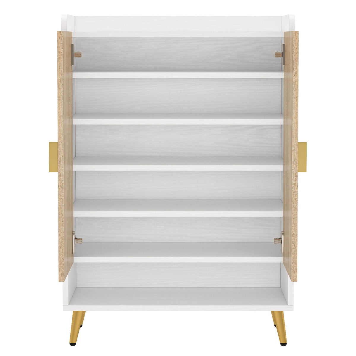 Shoe Cabinet With Doors, 7 Tier Storage Organizer with Adjustable Shelves - Dark Brown, Light Brown, or White