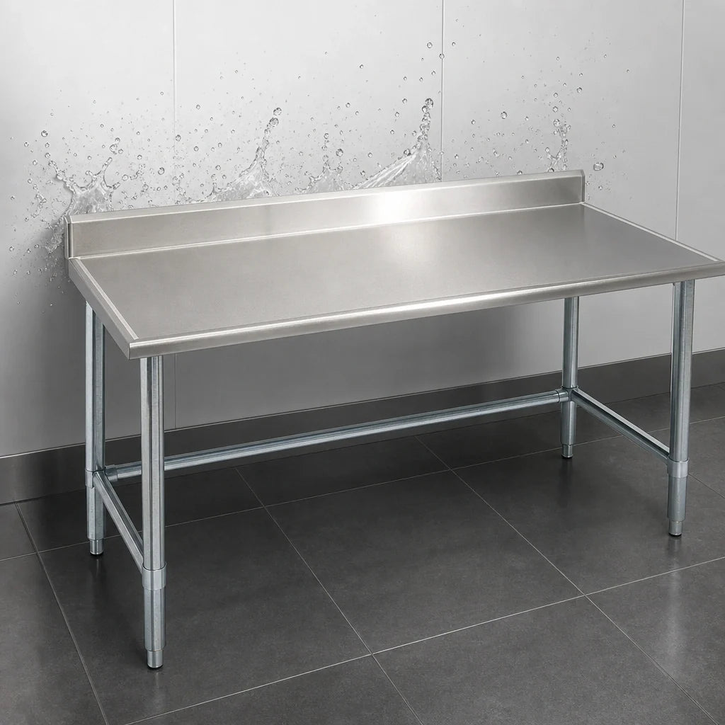Eagle Group Spec-Master T30108GTEM-BS 108-Inch Stainless Steel Underbar Work Table, 30-Inch Deep, 4-1/2-Inch Backsplash, Galvanized Open Base