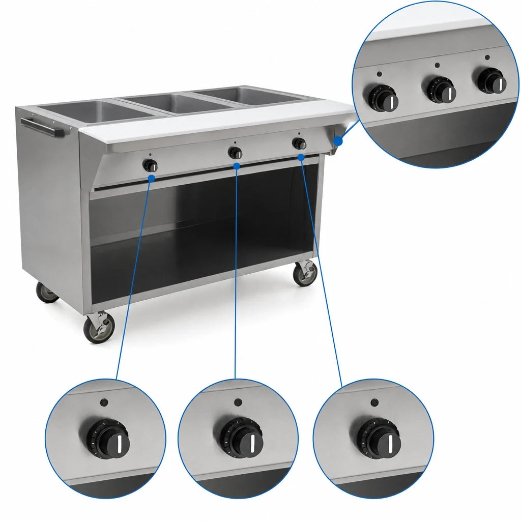 Eagle Group Spec-Master SPHT3CB-240-3 3-Pan Electric Sealed-Well Hot Food Table with AutoFill, Mobile, 48-Inch