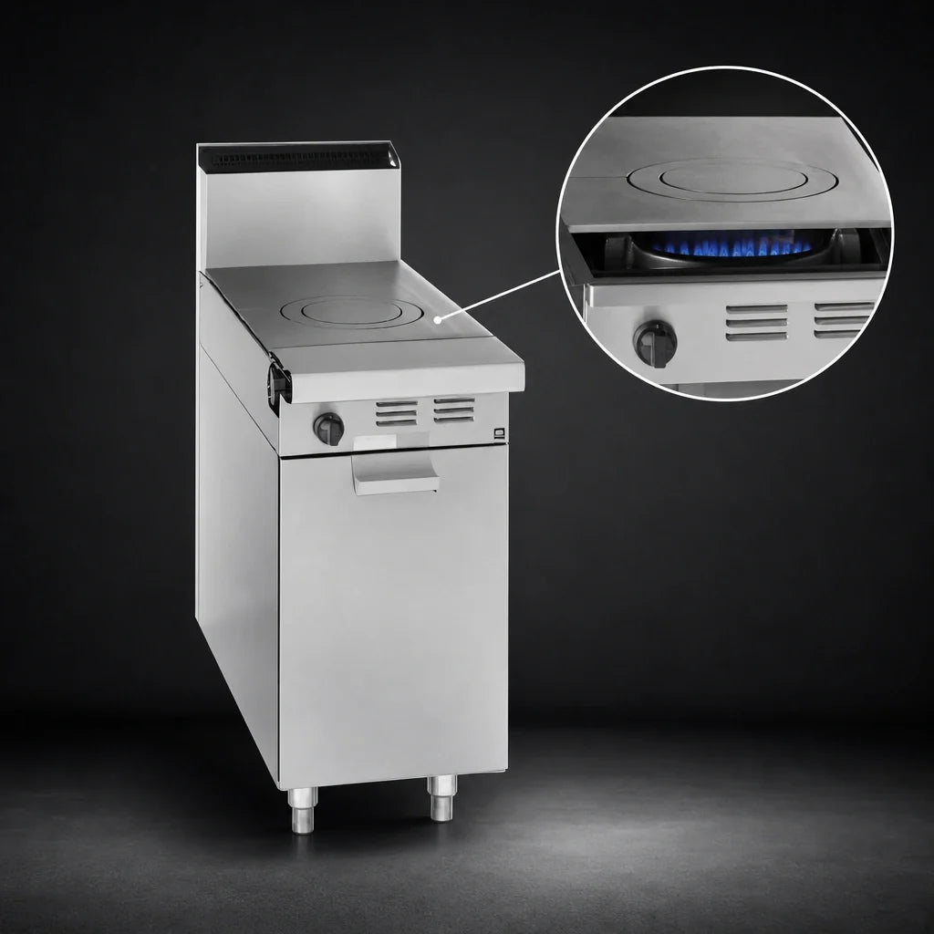 Garland Master M5S 17-Inch Gas Add-A-Unit Hot Top Range with Storage Base, Front-Fired Jet Burners, Stainless Steel Exterior