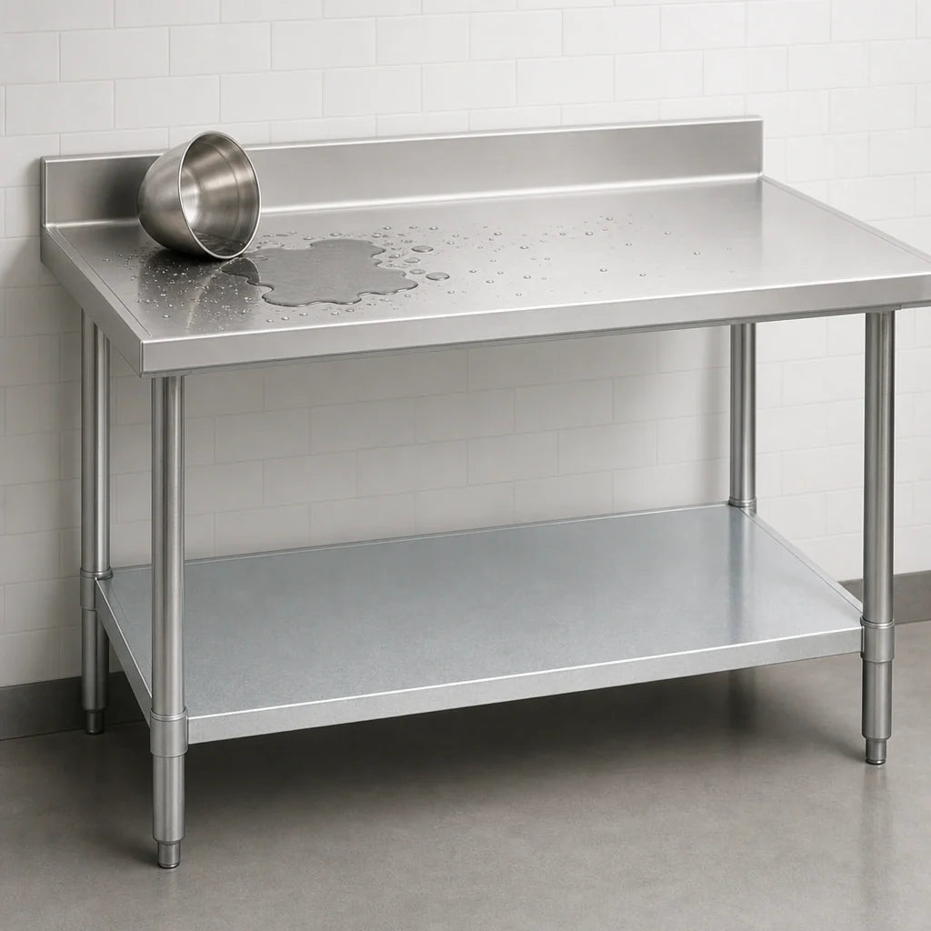 Eagle Group Spec-Master T3684EM-BS 84-Inch x 36-Inch Stainless Steel Work Table with 4-1/2-Inch Backsplash and Galvanized Undershelf