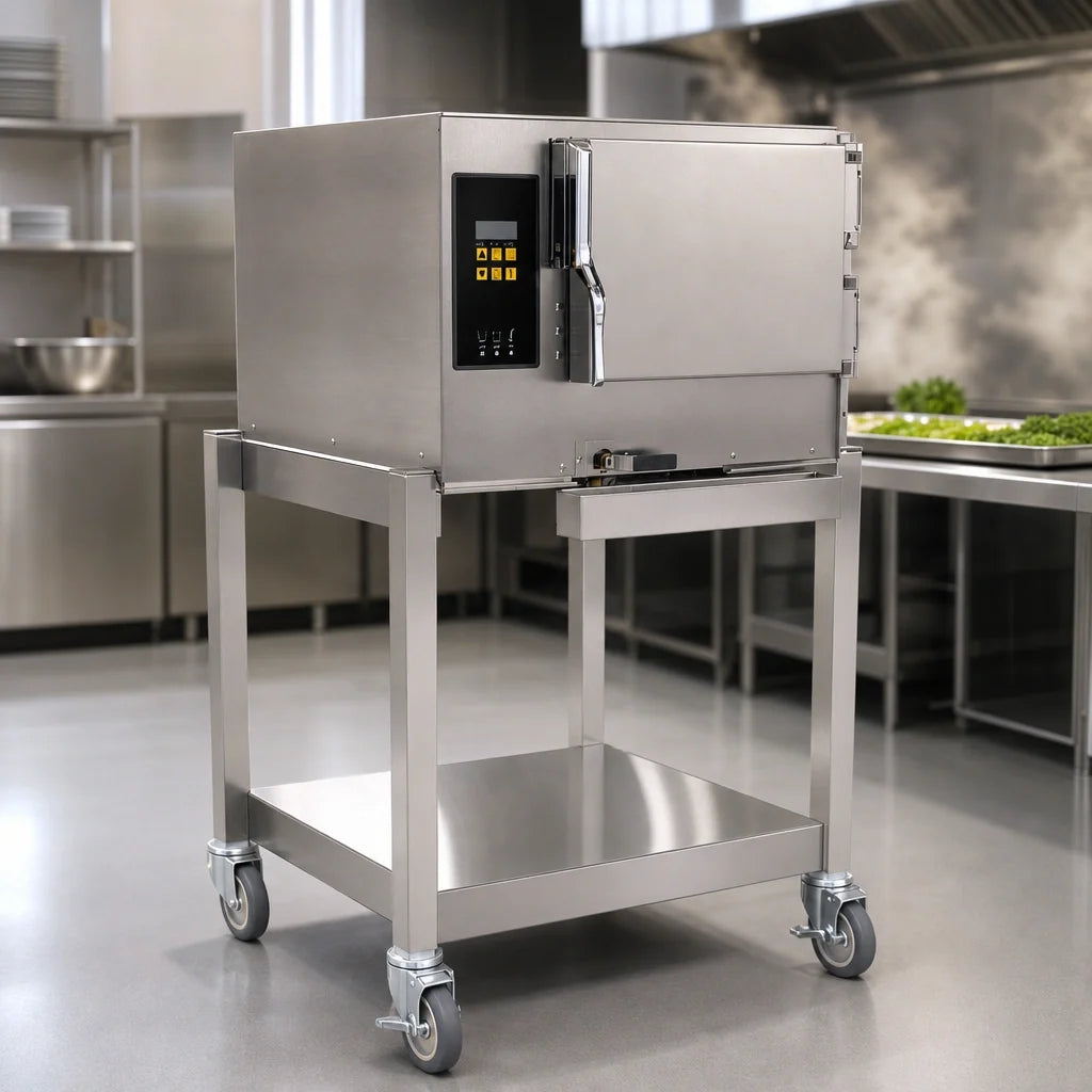 AccuTemp Evolution E34803E140 SGL Boilerless Convection Steamer, 1 Compartment, 3-Pan, Digital Controls, Floor Model with Stand