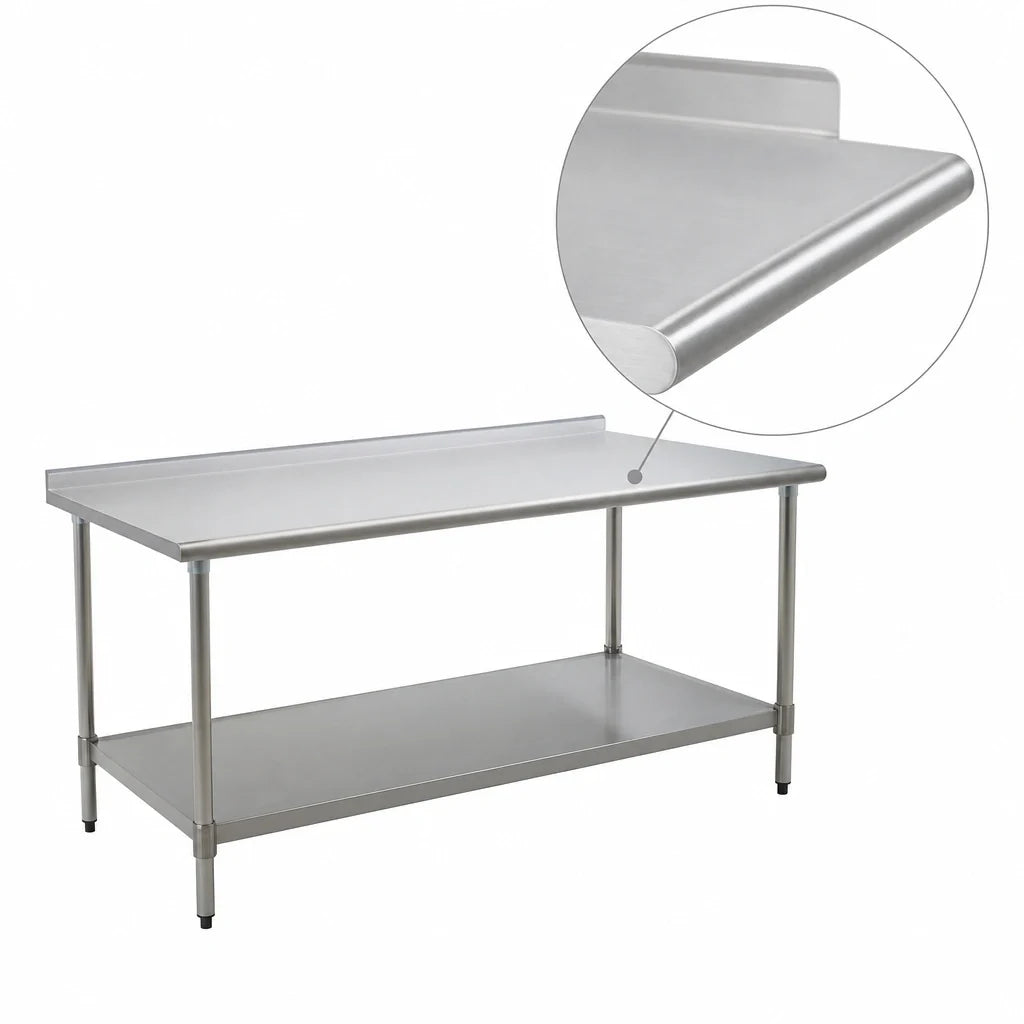 Eagle Group BlendPort® BPT-2484SB-UT 84 x 24-Inch 430 Stainless Steel Work Table with Rear Upturn and Adjustable Undershelf