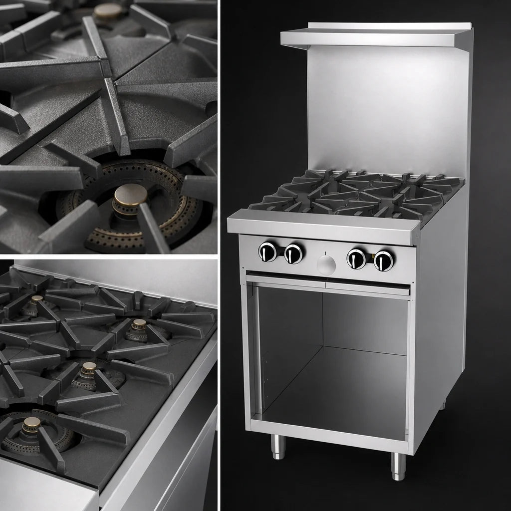 Garland G Starfire Pro G24-4S 24-Inch Gas Restaurant Range with 4 Open Burners, Storage Base and High-Shelf Backguard