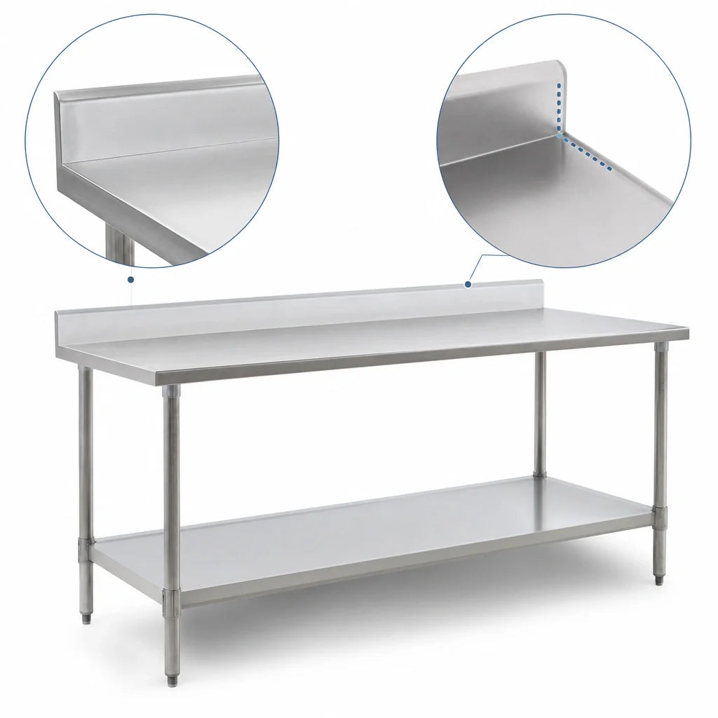 Eagle Group Spec-Master T36108SE-BS 108 x 36 Inch Stainless Steel Work Table with 4-1/2 Inch Backsplash and Adjustable Undershelf