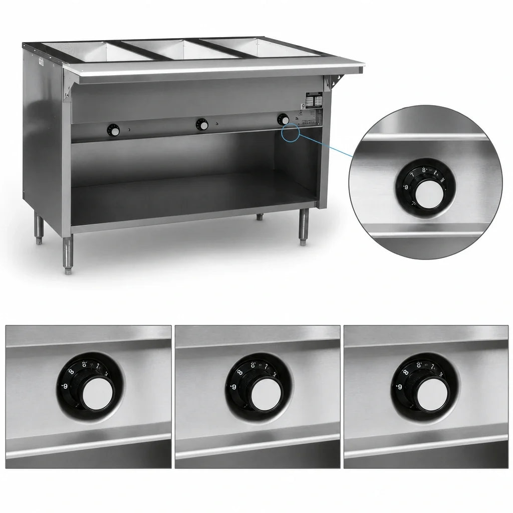 Eagle Group Spec-Master HT5CB-208-3 5-Well Electric Hot Food Table, 79" Wide, Wet/Dry Wells, Enclosed Base