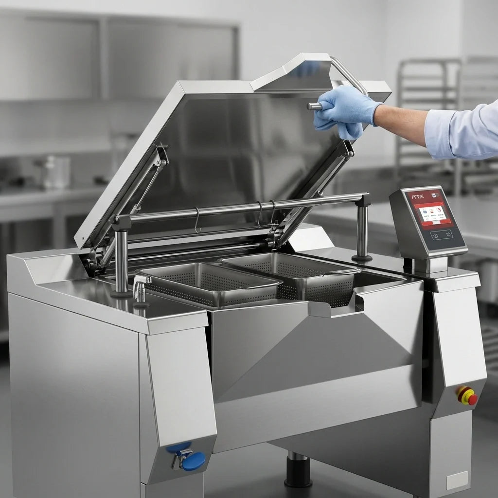 Firex (Middleby) Betterpan UDBRE048CV1 Electric Tilting Skillet Braising Pan, 48 Gallon, Programmable Touchscreen, Automatic Lifting