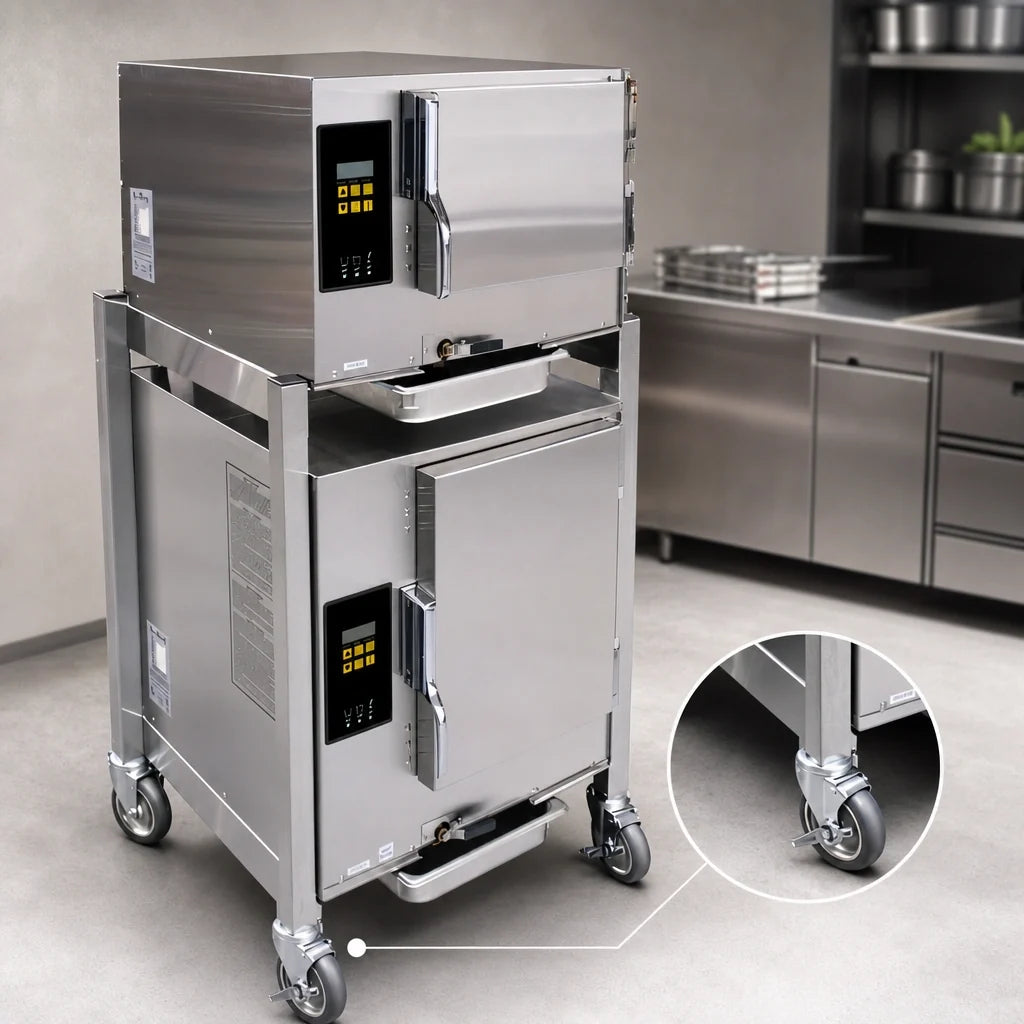 AccuTemp Evolution E3/E62081D060 DBL Two-Compartment Connectionless Boilerless Convection Steamer, Digital Controls, 9 Full-Size Pan Capacity, Stand