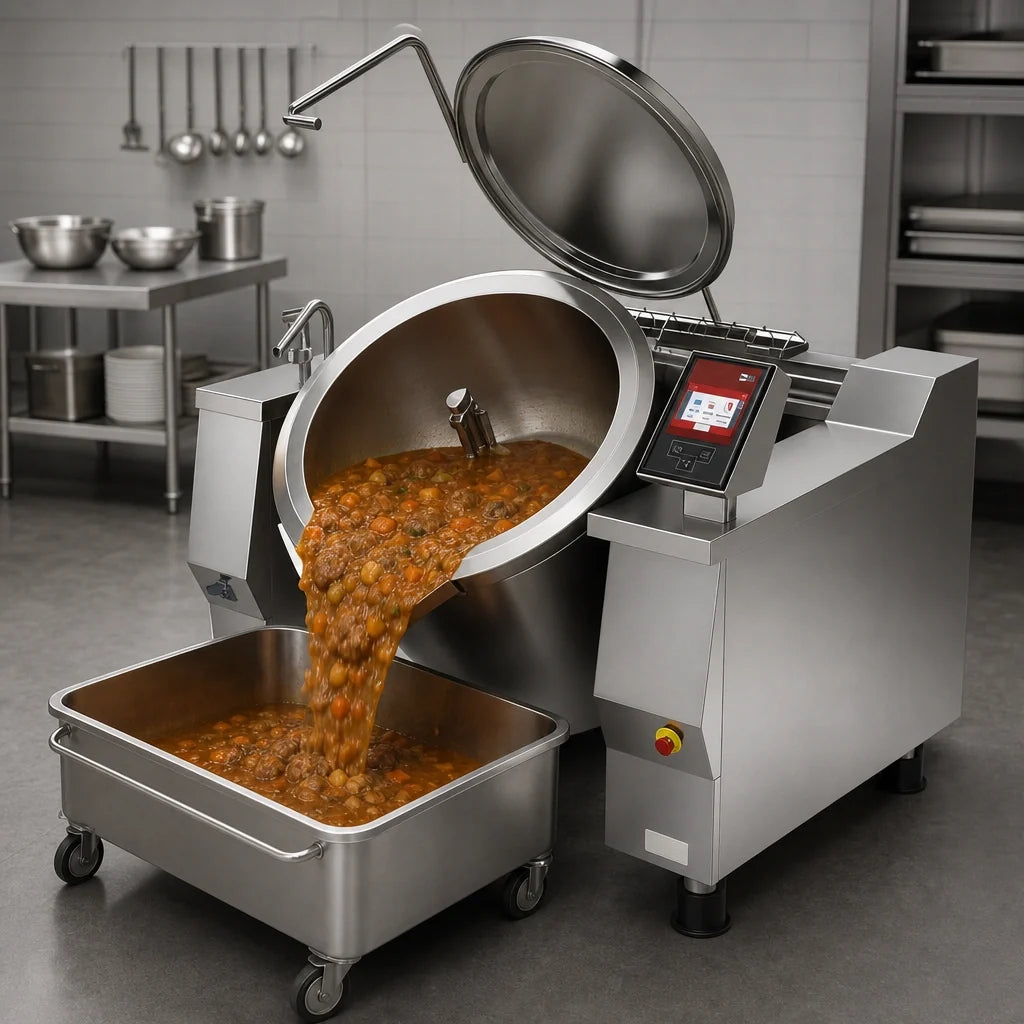 Firex (Middleby) Cucimix UCBTE082V1 82 Gallon Electric Tilting Skillet Braising Pan with Automatic Mixer, Programmable Touchscreen Controls