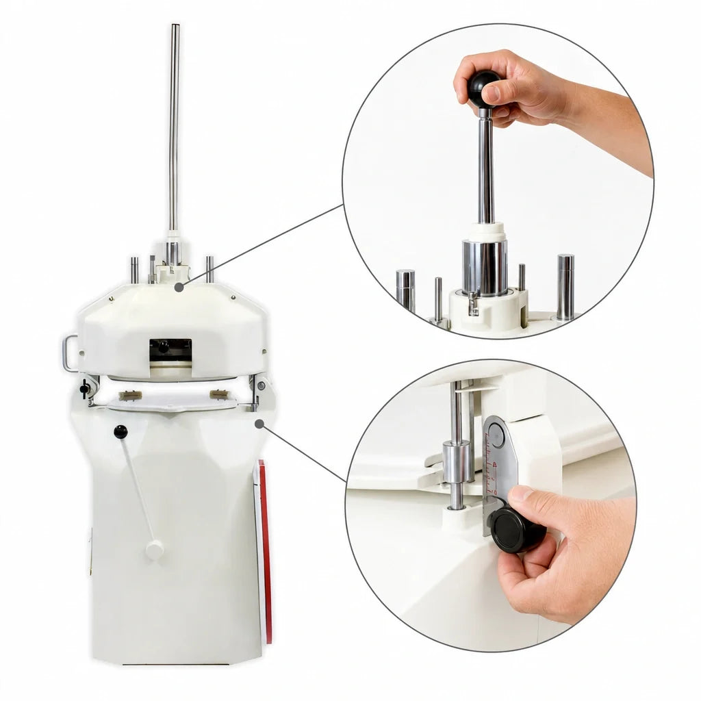 Erika Record Baking Equipment ER-MINI Semi-Automatic 56-Part Fixed-Head Dough Divider/Rounder, 4,500-7,500 Pieces/Hour, 220V 3-Phase