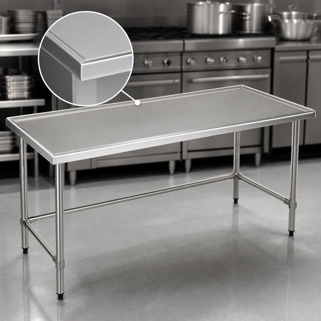 Eagle Group Spec-Master T4884STEM Stainless Steel Marine Series Work Table, 84 x 48 in, Box Marine Edge, Open Base